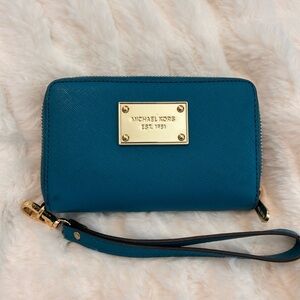 Michael Kors Teal Wristlet Wallet